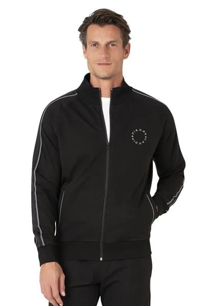 Pierre Cardin 7130 Erkek Uzun Kollu Dik Yaka Eşofman Takımı-Siyah
