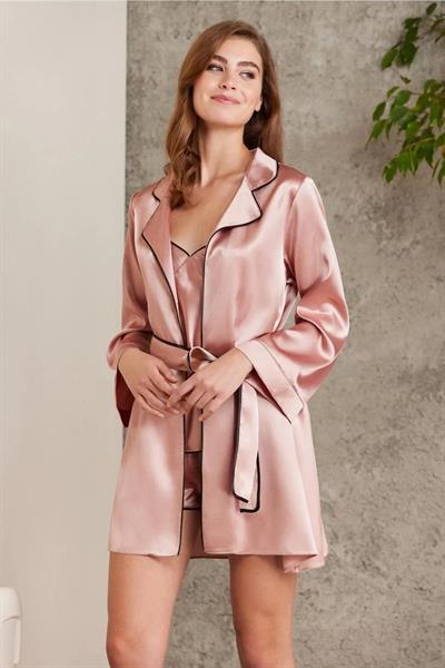 Pierre Cardin 7200 Kadın Saten 4lü Çeyiz Seti-Brandy