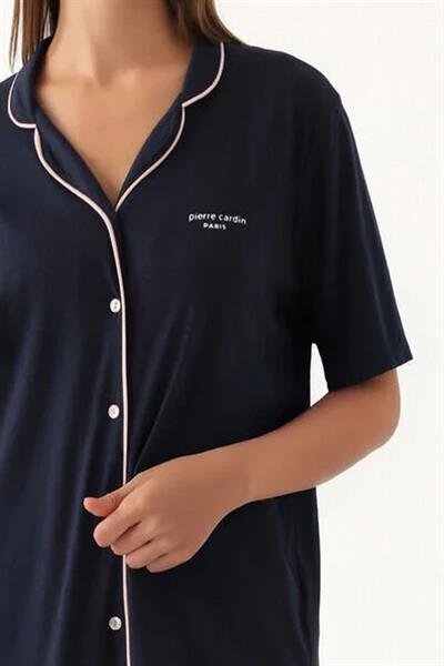 Pierre Cardin 7715 Kadın Kısa Kollu Gömlek Pijama Takımı-Lacivert