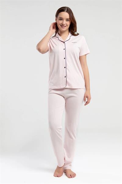 Pierre Cardin 7715 Kadın Kısa Kollu Gömlek Pijama Takımı-Somon