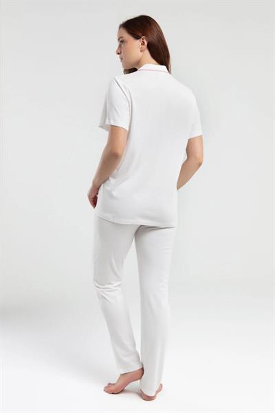 Pierre Cardin 7715 Kadın Kısa Kollu Gömlek Pijama Takımı-Krem
