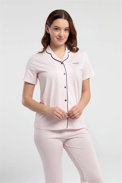 Pierre Cardin 7715 Kadın Kısa Kollu Gömlek Pijama Takımı-Somon