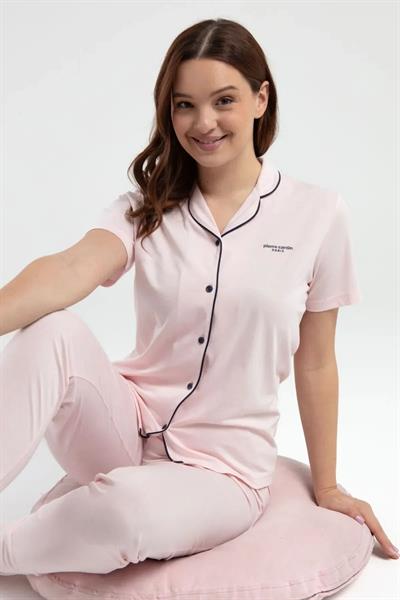 Pierre Cardin 7715 Kadın Kısa Kollu Gömlek Pijama Takımı-Somon