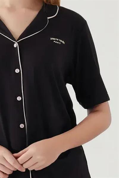 Pierre Cardin 7715 Kadın Kısa Kollu Gömlek Pijama Takımı-Siyah