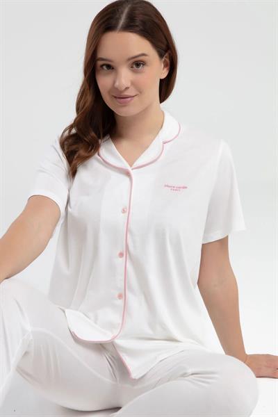 Pierre Cardin 7715 Kadın Kısa Kollu Gömlek Pijama Takımı-Krem