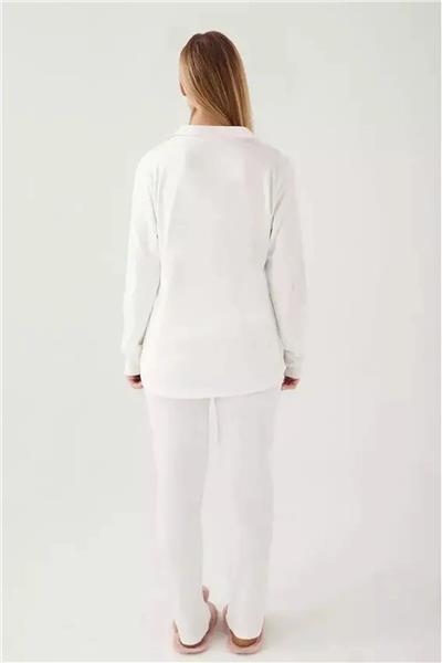 Pierre Cardin 7717 Kadın Uzun Kollu Gömlek Pijama Takımı-Krem