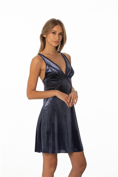 Pierre Cardin 840 Kadife Gecelik - Lacivert