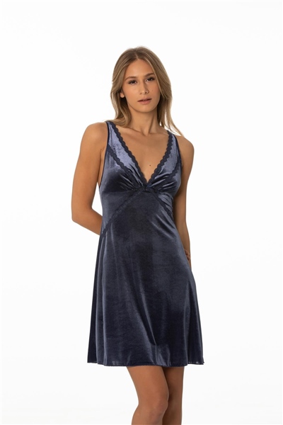 Pierre Cardin 840 Kadife Gecelik - Lacivert