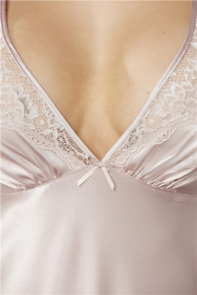 Pierre Cardin 860 Kadın İp Askılı Saten Gecelik-Pudra