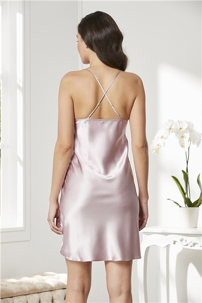 Pierre Cardin 860 Kadın İp Askılı Saten Gecelik-Rose