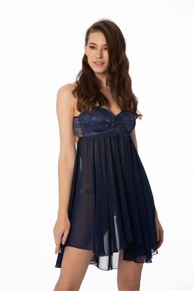 Pierre Cardin 880 Saten Gecelik - Lacivert