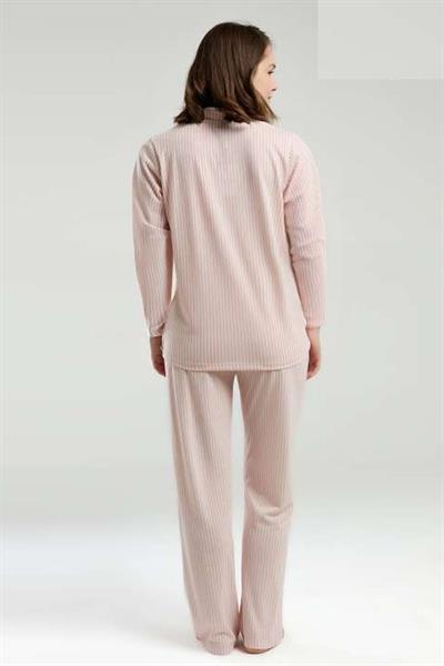 Pierre Cardin 9020 Kadın Uzun Kollu Gömlek Pijama Takımı-Pembe