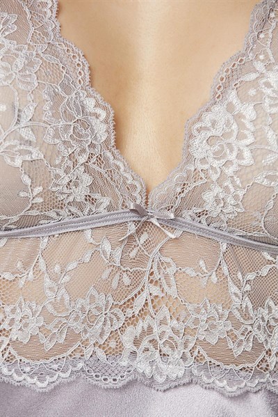 Pierre Cardin 905 Kadın İp Askılı Saten Gecelik-Royal