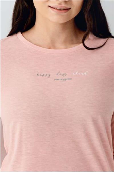 Pierre Cardin 9050 Kadın Uzun Kollu Bisiklet Yaka Pijama Takımı-Somon