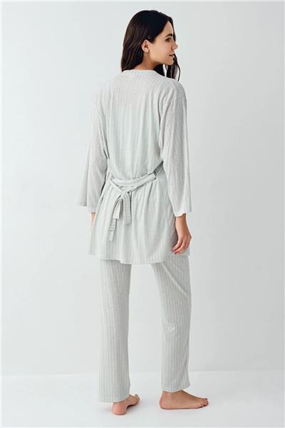 Pierre Cardin 9052 Kadın Sabahlıklı İp Askılı Pijama Takımı-Nil