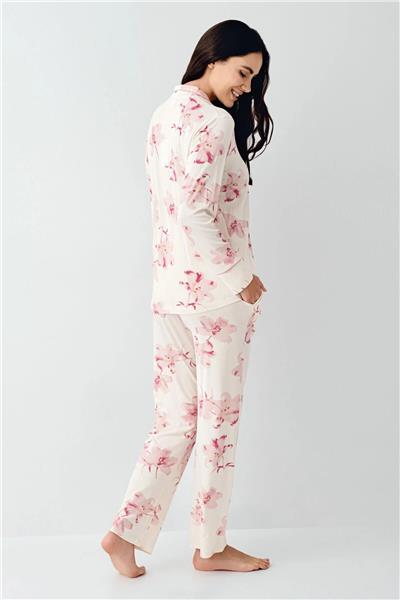 Pierre Cardin 9056 Kadın Uzun Kollu Gömlek Pijama Takımı-Krem