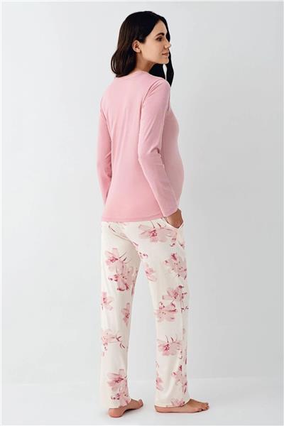 Pierre Cardin 9059 Hamile Lohusa Düğmeli Bisiklet Yaka Pijama Takımı-Gülkurusu
