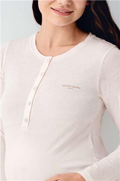Pierre Cardin 9066 Hamile Lohusa Düğmeli Bisiklet Yaka Pijama Takımı-Tozpembe