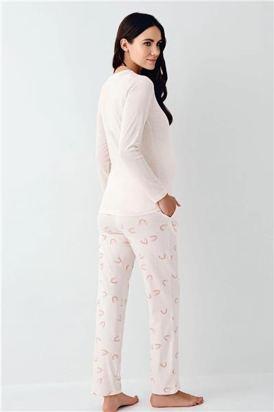 Pierre Cardin 9066 Hamile Lohusa Düğmeli Bisiklet Yaka Pijama Takımı-Tozpembe