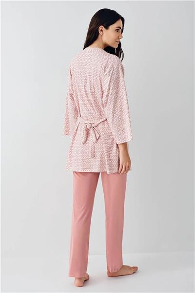 Pierre Cardin 9082 Kadın Kısa Sabahlıklı İp Askılı Pijama Takımı-Pembe