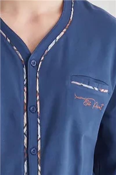 Polat 1623 Elitepoint Erkek Uzun Kollu Önden Düğmeli Pijama Takımı-Lacivert