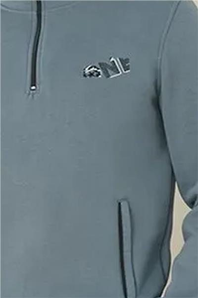 Polat 1641 Elitepoint Erkek Uzun Kollu Yakası Yarım Fermuarlı Eşofman Takımı-Petrol