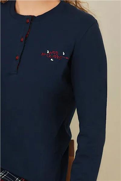 Polat 3104 Rozalinda Kadın Uzun Kollu Pijama Takımı-Lacivert