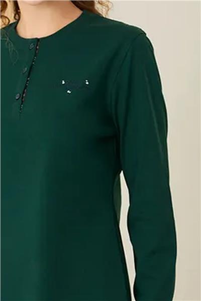 Polat 3104 Rozalinda Kadın Uzun Kollu Pijama Takımı-Yeşil
