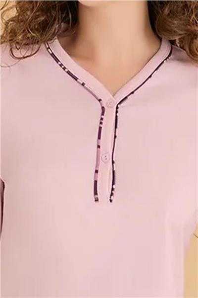 Polat 3117 Rozalinda Kadın Uzun Kollu Yakası Düğmeli Pijama Takımı-Pembe