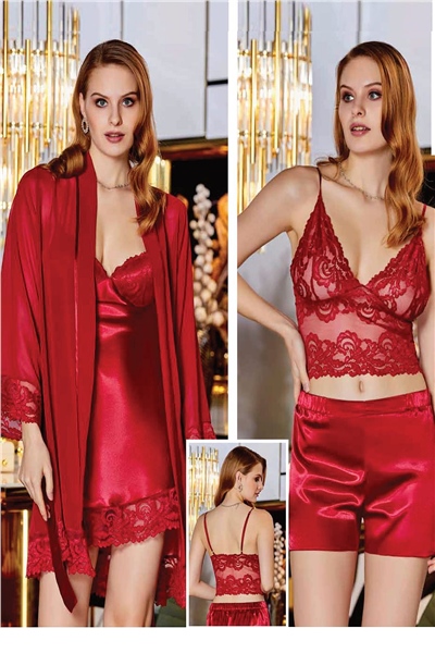 Saten Büstiyerli 4lü Set