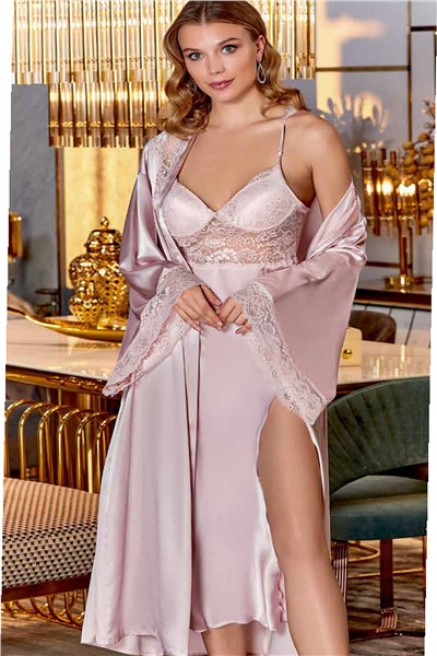 Saten Gecelik Sabahlık Takım