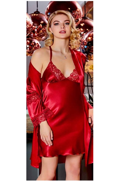 Saten Gecelik Sabahlık Takım