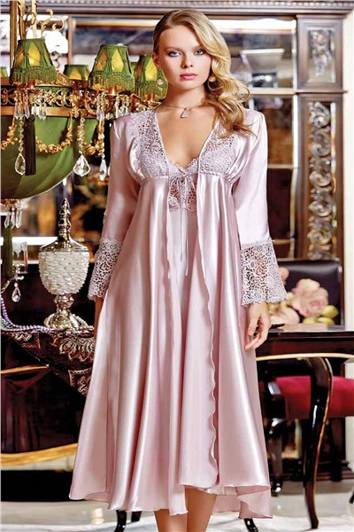 Saten Gecelik Sabahlık Takım