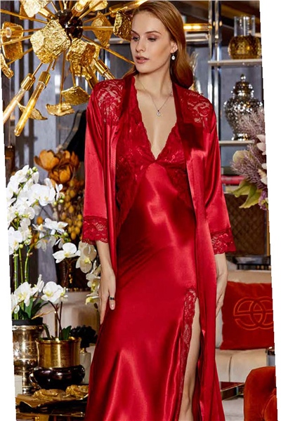 Saten Gecelik Sabahlık Takım