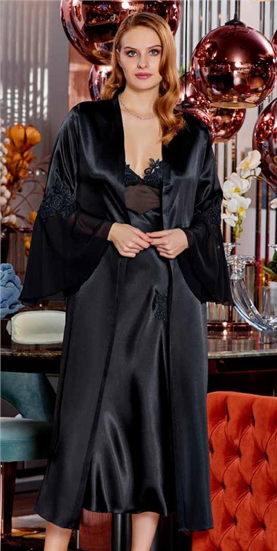 Saten Gecelik Sabahlık Takım