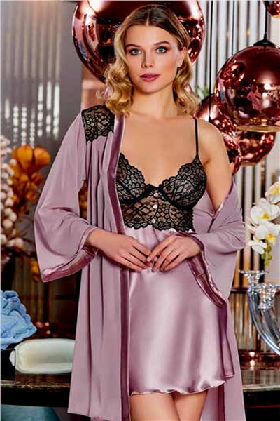 Saten Gecelik Sabahlık Takım