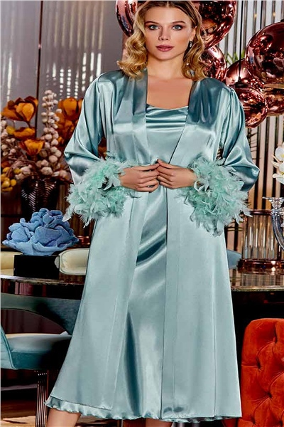 Saten Gecelik Sabahlık Takım