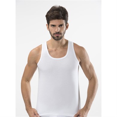 Türen 110 Bantlı Erkek Atlet  İkili Paket-BEYAZ