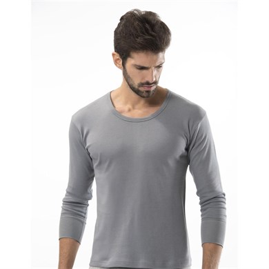 Türen 116 İnterlok O Yaka Uzun Kollu Erkek Fanila  - Gri