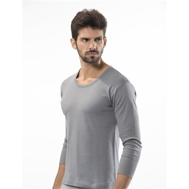 Türen 116 İnterlok O Yaka Uzun Kollu Erkek Fanila  - Gri