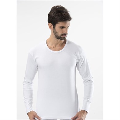 Türen 116 İnterlok O Yaka Uzun Kollu Erkek Fanila - Beyaz