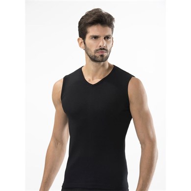 Türen 158 Spor V Yaka Erkek Atlet  İkili Paket-SIYAH