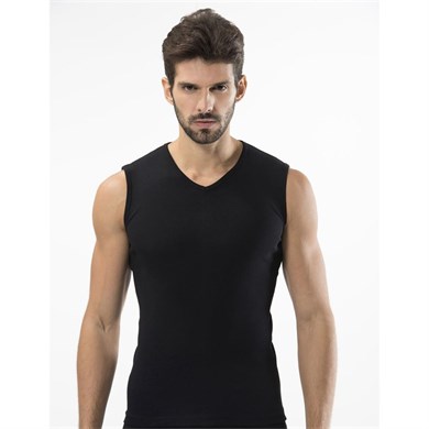 Türen 158 Spor V Yaka Erkek Atlet  İkili Paket-SIYAH