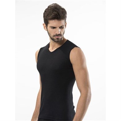 Türen 158 Spor V Yaka Erkek Atlet  İkili Paket-SIYAH