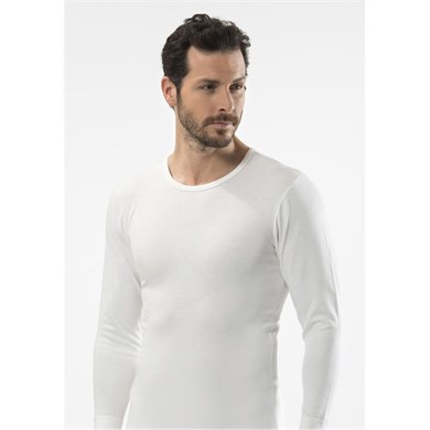 Türen 192 Erkek Termal Bisiklet Yaka Erkek Uzun Kol  - Beyaz
