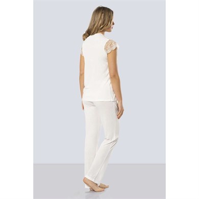 Türen 3197 Dantelli Pijama Takımı  - Ekru