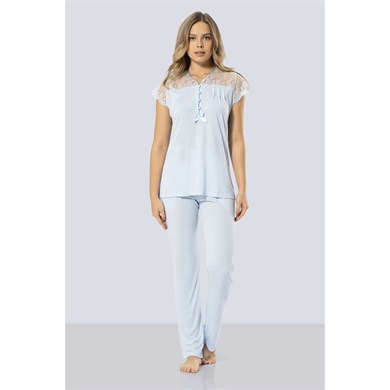 Türen 3197 Dantelli Pijama Takımı  - Mavi