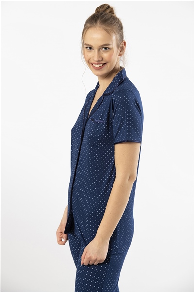 Türen 3291 Kadın Kısa Kollu Pijama Takımı -Lacivert