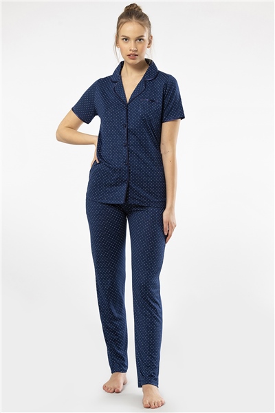 Türen 3291 Kadın Kısa Kollu Pijama Takımı -Lacivert