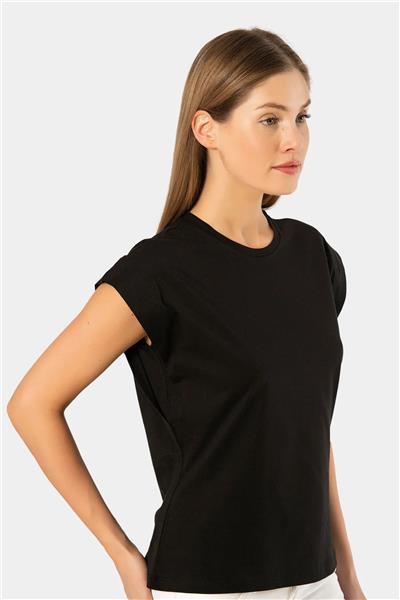Türen 3401 Kadın Vatka Görünümlü T-shirt-Siyah